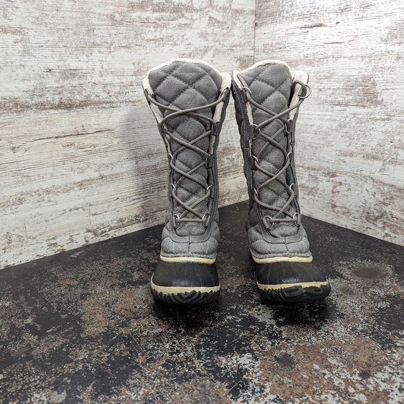 Womens Sorel Out N About Winter Boots Sz 6.5 Used NL2412 052 Quilted Gray Mesh - Picture 3 of 7